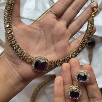 Single Stone Square Choker Necklace