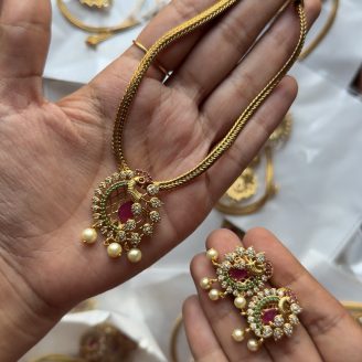 Peacock Pendent Necklace Set